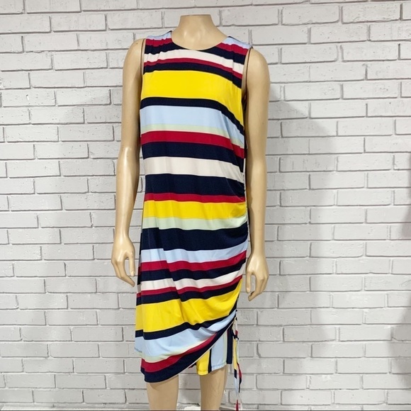 Julia Jordan Stripe Side Ruched Knit Dress - Picture 1 of 12